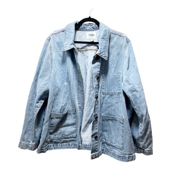Old Navy Button Front Denim Jean Jacket Medium Wash Plus Size XXL - Picture 3 of 11